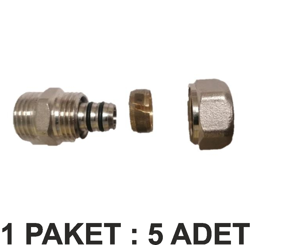 YERDEN ISISTMA DIŞ DİŞLİ REKOR 16x2 (hortum-nipel) 1 adet PAKET 5 Lİ