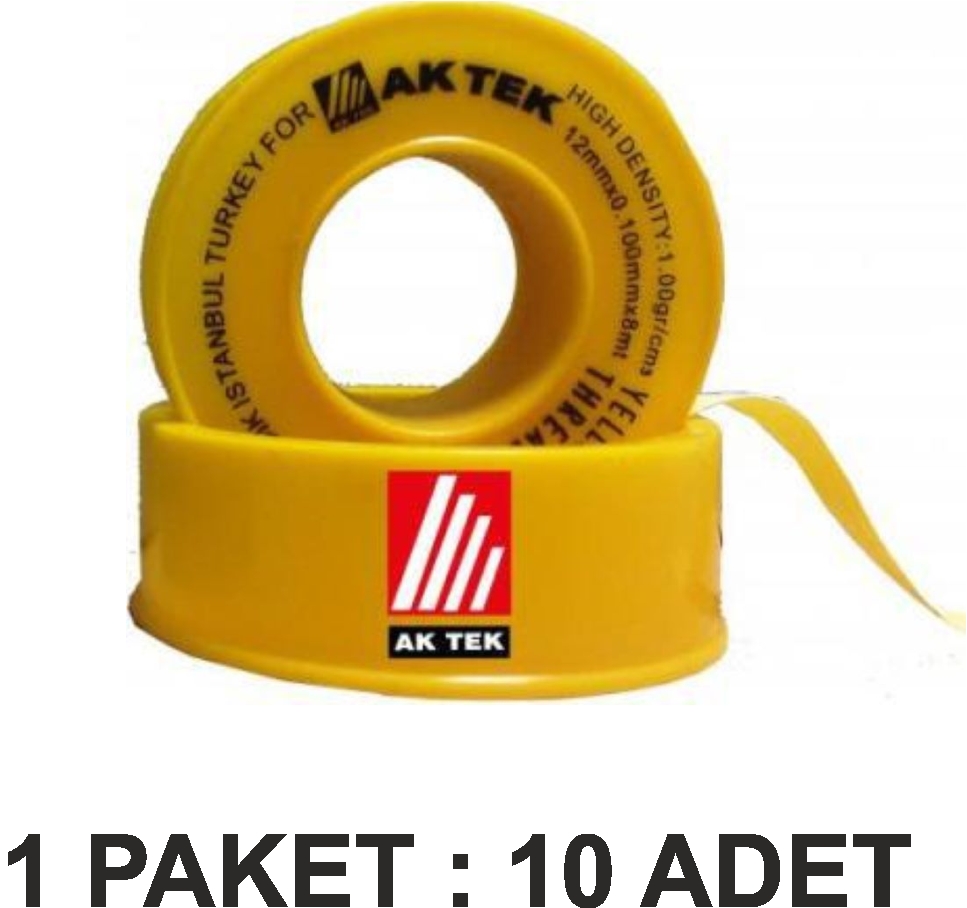 AK TEK TEFLON BANT DOĞALGAZ  12mm*0,1mm*8m  1g/cm3 PAKET 10 Lu