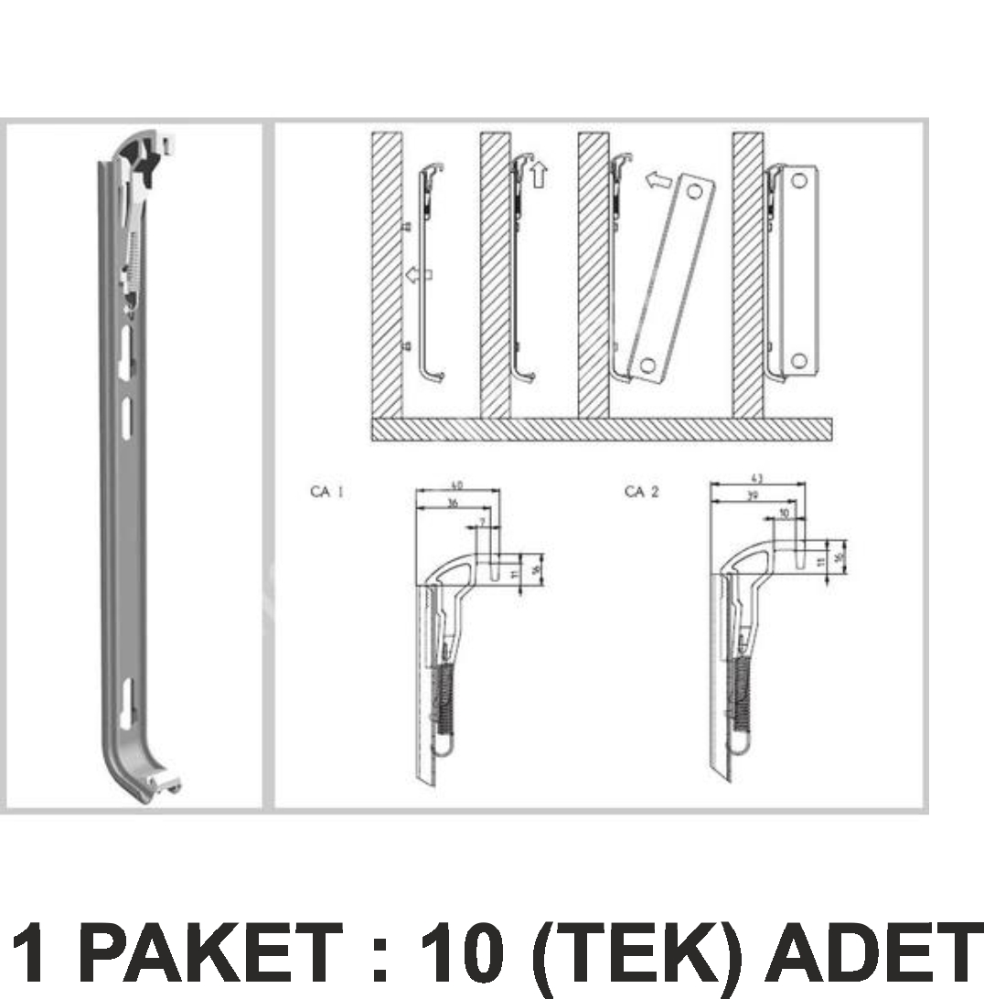 Yaylı Radyatör Konsolu - 90 Cm Yükseklik Panel İçin Montaj Askısı 1 adet PAKET 10 Lu