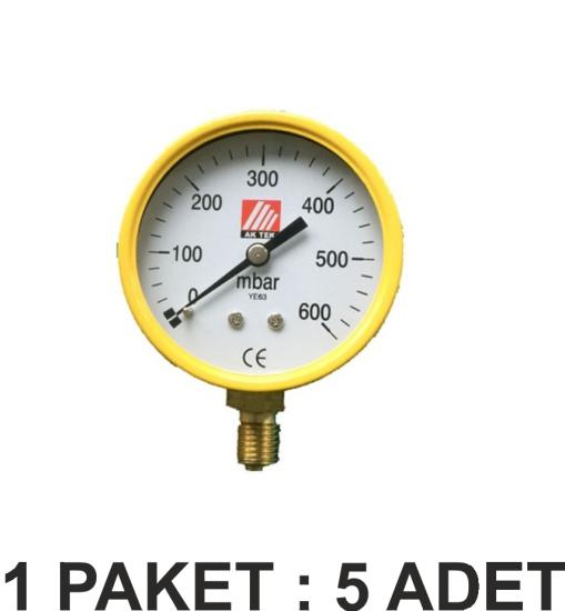 AK TEK MANOMETRE 63MM 0-5 BAR YÜKSEK BASINÇ PAKET 5 Lİ